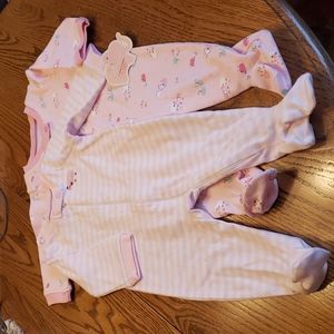 2 First Moments Pink Sleepers, 6M, NWT
